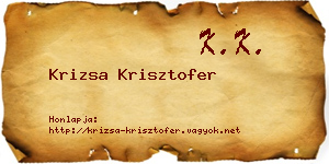 Krizsa Krisztofer névjegykártya